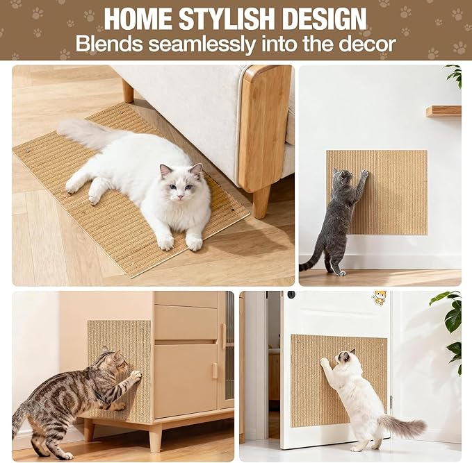 Natural Cork cat Scratch pad for Cats-cat scratchers for Indoor-cat Scratching-cat Scratcher Furniture for Wall & Floor - cat Scratching Posts ardboard Blend, No Mess Splinters Easy Clean-2 Pack