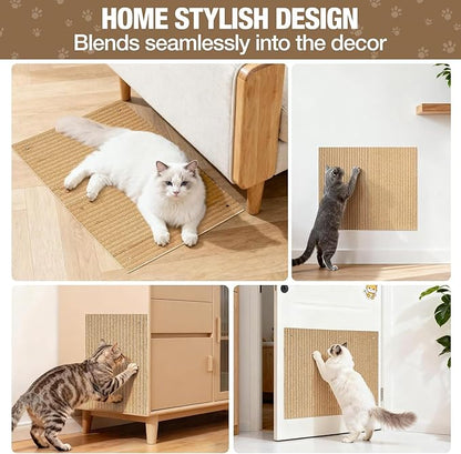 Natural Cork cat Scratch pad for Cats-cat scratchers for Indoor-cat Scratching-cat Scratcher Furniture for Wall & Floor - cat Scratching Posts ardboard Blend, No Mess Splinters Easy Clean-2 Pack