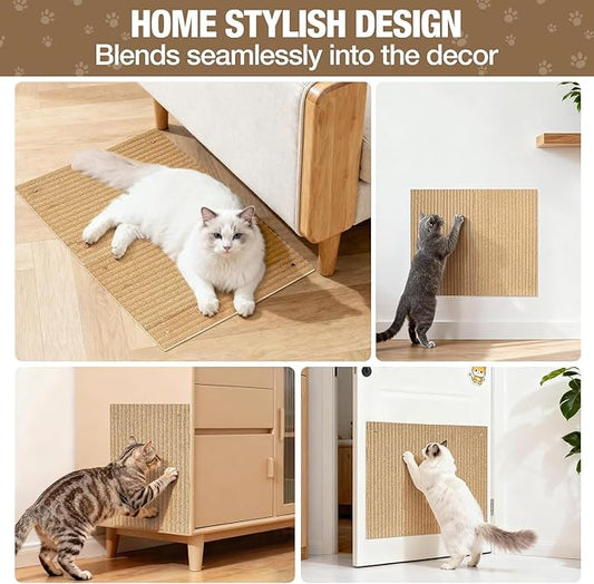 Natural Cork cat Scratch pad for Cats-cat scratchers for Indoor-cat Scratching-cat Scratcher Furniture for Wall & Floor - cat Scratching Posts ardboard Blend, No Mess Splinters Easy Clean-2 Pack