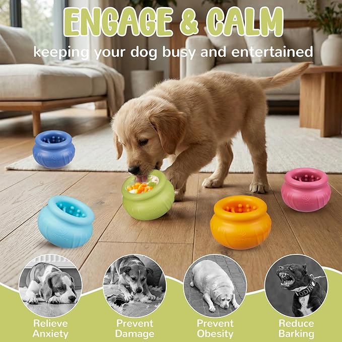 Wobbly Dog Enrichment Lick Toy, Stuffable Frozen Lick Bowl to Keep Dogs Busy, Long-Lasting Interactive Treat Dispensing Dog Toy, Silicone Fetch Catch Chew Toy(Green,L)
