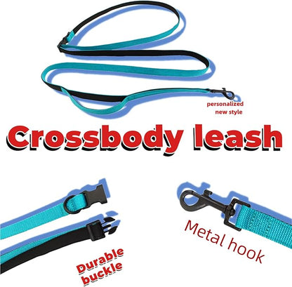 Multifunctional Dog Leash with Extra Handle -4 in 1 Hands-Free Adjustable Dog Leash for Jogging, Walking, Running - Fits Small and Medium-Sized Dogs (Blue, M)