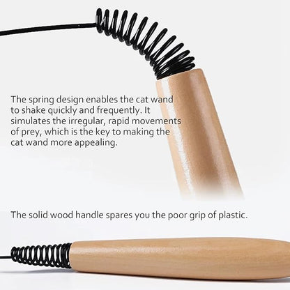 Trumoon Professional Cat Teaser Wand Toy Set, Interactive Toys for Indoor Cats, Soft Feather Toy with Wooden Handle, Spring Design for Exercise & Hunting Instinct
