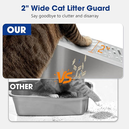 Stainless Steel Litter Box, 2 Pack XL Metal Cat Litter Boxes with Lid High Sided Enclosed for Big Cat and Multiple Cats, Anti-Urine Leakage | Non-Stick Bottom & Includes Scoop