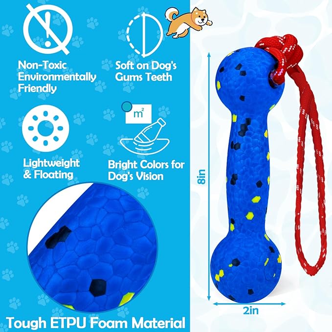 BABORUI Floating Dog Pool Toy – Durable E-TPU Dog Water Toy for Fetch & Chew, Bright Floating Dogs Toys for Pool, Beach & Outdoor Play – Dogs Beach Essentials (Blue Stick)