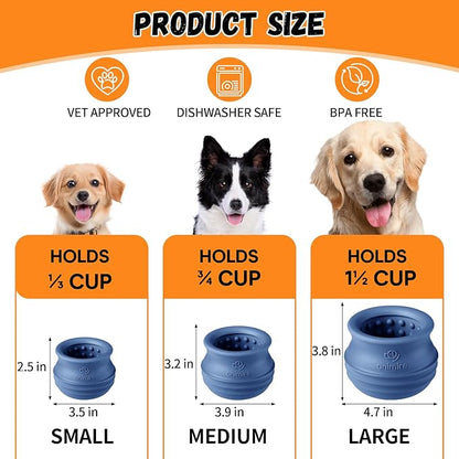 Treat Dispensing Dog Toy, Long-Lasting Interactive Puzzle Toys for Dogs, Stuffable Dog Enrichment Frozen Lick Treat Toy for Boredom, BPA Free Silicone Fetch Catch Chew Toy (Dark Blue,M)
