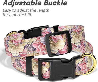 Reflective Dog Collar for Extra Small Dogs, Cute Flower Theme Adjustable Heavy-Duty Nylon Puppy Collar for Boy and Girl Female, Soft Pet Accessories with Quick Release Buckle, Colorful Floral