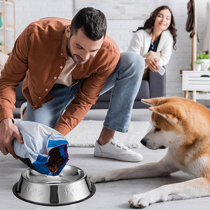 Tanlade 8 Pack Stainless Steel Dog Bowls Metal with Rubber Base Non-Slip Pets Puppy Cats Feeding Food and Water Bowls Dishwasher-Safe for Indoor Small Medium Large Dogs Cats Kitten Rabbit(47.3 oz)