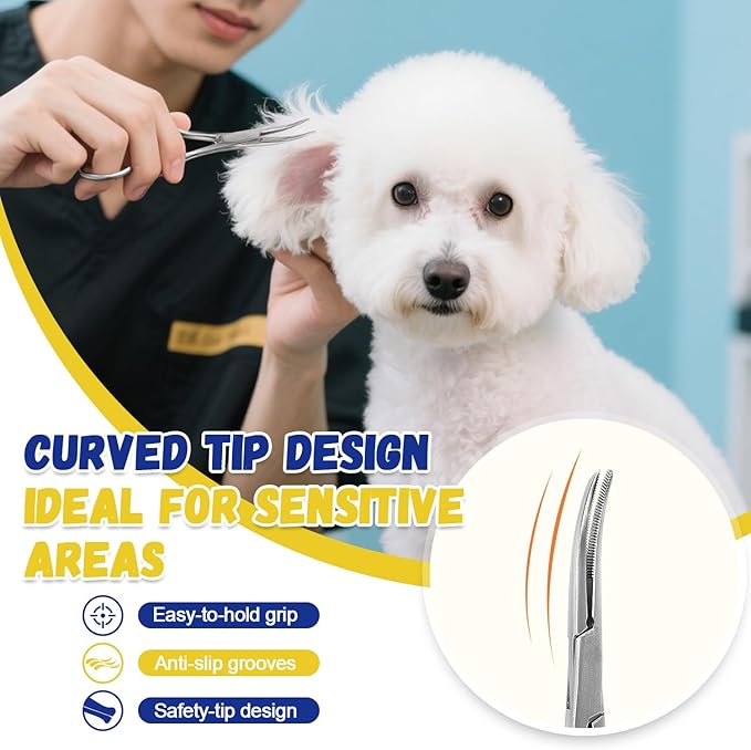 Dog Ear Hair Removal Kit – Ear Powder, Safety Round Tip Scissors & Locking Tweezers – At-Home Grooming Set for Hair Plucking, Wax Removal & Odor Control – Ideal for Poodles & Doodles