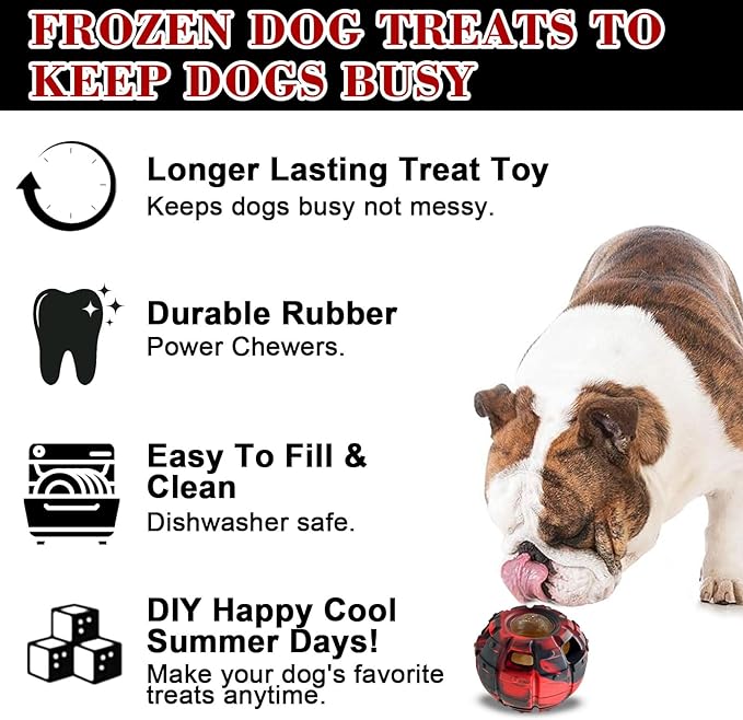 Yipetor Dog Toy, Frozen Dog Treats to Keep Dogs Busy, Interactive Treat Dispensing Dog Toy Puzzle, Interactive Chew Toys for Puppy Small Medium Dog, Power Chewer, Durable Rubber-Easy to Clean (Medium)