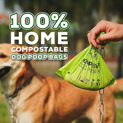 ANECO 100% Certified Home Compostable Dog Poop Bags (135 Count/9 Rolls), Large Poop Bags for Dogs & Cats, Extra Strong & Leak-proof Pet Waste Bags, California