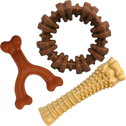 Nylabone Customer Favorites Power Chew Toy Bundle for Dogs, Indestructible Dog Toys for Aggressive Chewers, Pack of 3 Dog Toys, Flavor Medley, Large Dogs - Up to 50 lbs, 3 Pack