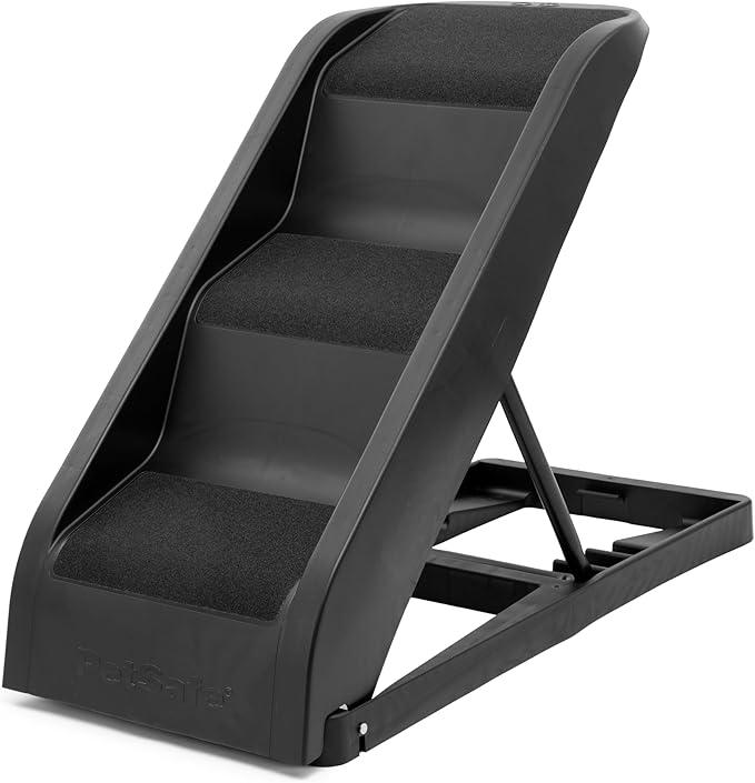 PetSafe Happy Ride Side Door Pet Steps - Easy Access for Back Seat - Adjustable Heights for Cars & SUVs - Lightweight Folding Design - Non-Slip Textured Steps - Supports Dogs Up to 200 lbs