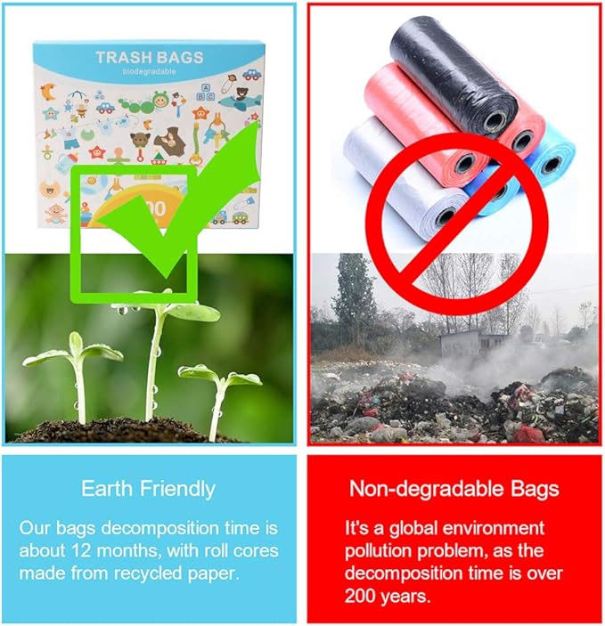 Dog poop bag 100 Counts Biodegradable Poop Bags | Dog Waste Bags, Unscented with Easy-tie Handles Poop Bags for Dogs, Eco-Friendly, Leak Proof, Easy Open, 7.3x 14.5 Inches