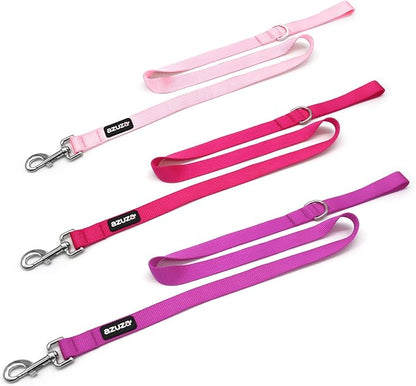 azuza 3 Pack Nylon Dog Leashes,Strong & Durable Basic Style Leash with Easy to Use Collar Hook,Available in Multiple Lengths for Puppy Small Dogs, Hot Pink/Pink/Purple
