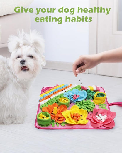 KeeKit Snuffle Mat for Dogs & Cats, Slow Feeding Mat for Small & Medium Breeds, Encourages Natural Foraging Skills, Durable Foraging Pad for Mental Stimulation - Pink, Large