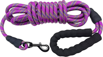 MayPaw 30ft Long Dog Leash, 6/8/10/15/20/30 FT Dog Lead Recall Training, Soft Padded Handle Thick Nylon Rope Leash for Large Medium Dogs Pets (30ft * 1/2", Purple)
