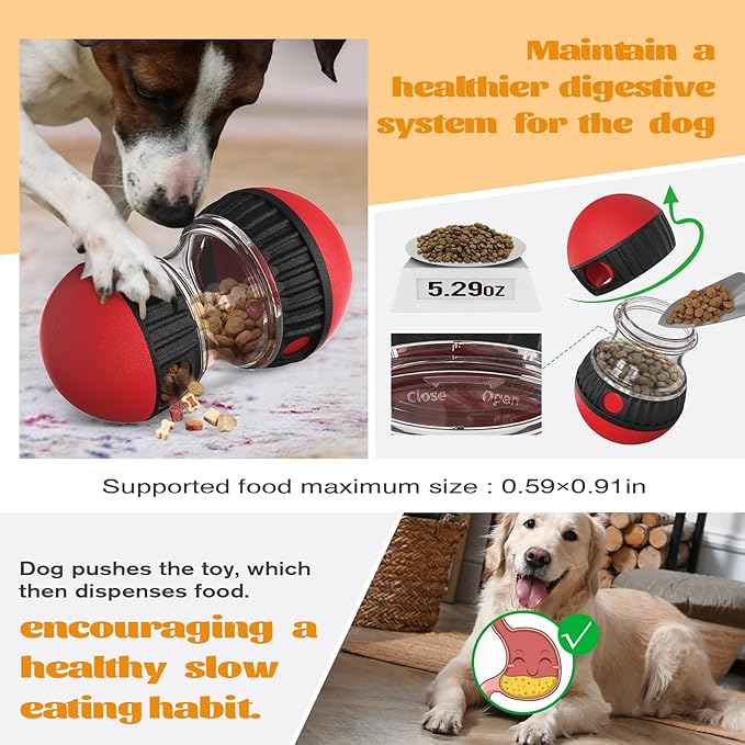 Interactive Dog Puzzle Toy - Adjustable Treat Dispensing Food Dispenser Slow Feeder Bowls, Boredom Busters for Dogs to Keep Them Engaged and Busy for Small Medium Large Dogs