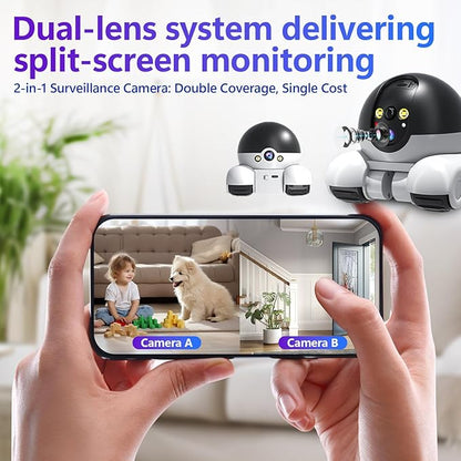 Camera, Mobile Patrol Robot Camera, Wi-Fi Connected Remote Control, Night Vision, Two-Way Audio Talk, Pet Monitoring, Suitable for Elderly/Pets (64GB)