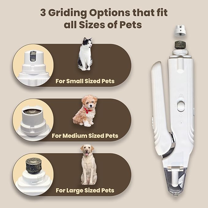 2-in-1 Dog Nail Clippers & Cat Nail Clipper with 2 LED Lights, USB Rechargeable with Safety Guard, Low Noise Grooming Tool for Small, Medium, and Large Dog & Cat Nail Trimmer(White)