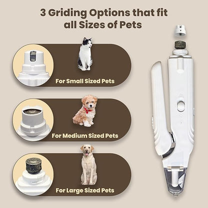 2-in-1 Dog Nail Clippers & Cat Nail Clipper with 2 LED Lights, USB Rechargeable with Safety Guard, Low Noise Grooming Tool for Small, Medium, and Large Dog & Cat Nail Trimmer(White)
