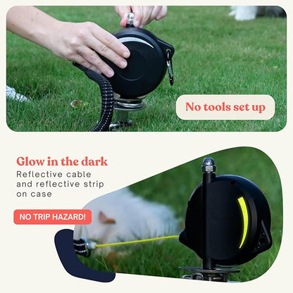 Heavy-Duty Retractable Dog Tie Out Cable: The Ultimate Dog Line for Outside – Super Strong Tie Out Retractable Cable for Dogs.