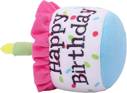 Dog Birthday Cake Toy, Happy Birthday Cake Shaped Squeaky Dog Toys for Medium & Large Dogs Funny Dogs Gifts Plush Dog Party Toys, Large, Pink