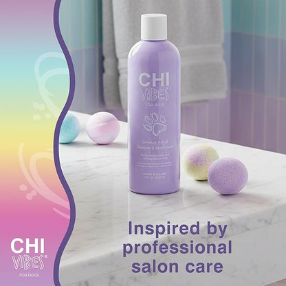 CHI Vibes for Dogs Soothing 2-in-1 Dog Shampoo & Conditioner, Sensitive Skin Cleanser + Dog Deodorizer for Puppies & Adults, Vegan pH Balanced, Gluten & Paraben Free, Made in The USA, 12 Fl Oz
