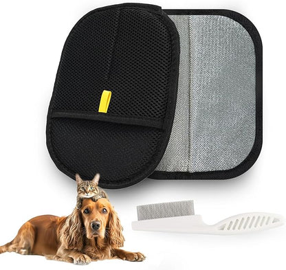 2pcs Set Pet Hair Remover Glove, Grooming Gloves for Dogs and Cats,Reusable Cat & Dog Hair Remover for Couch, Furniture (24X18CM)