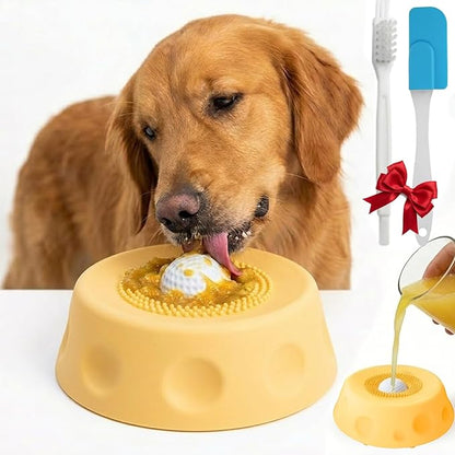 PuPa Paws Lick Bowl, Paw Calm Slow Feeder Dog Bowls for Liquid Treats, Interactive Non-Slip Dog Licking Toy Bowl, Enrichment Toy for Boredom & Anxiety Relief, Spatula & Cleaning Brush Set