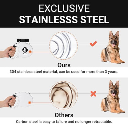 Retractable Dog Leash with Flashlight - Happy & Polly 16.4ft Dog Walking Leash with Anti-Slip Handle, Strong Nylon Tape, One-Handed Brake, Tangle Free, Taichi Pattern