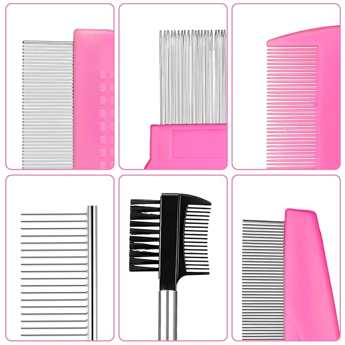 6 Pcs Pets Grooming Comb Kit for Small Dogs Tear Stain Remover Comb Dog Face Combs for Eye Cleaning Gentle Grooming Tool Dematting Tool for Cats Dogs Remove Knots Stains Crust Mucus