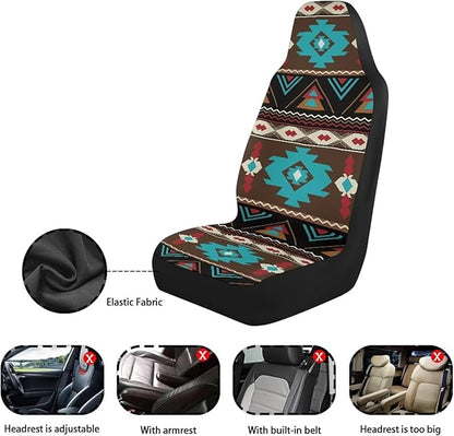 Ethnic Aztec Tribal Car Seat Covers for Front Seats SUV Truck Van Sedans Bucket Seat Covers for Women Men, Washable and Breathable Car Accessories Seat Protector