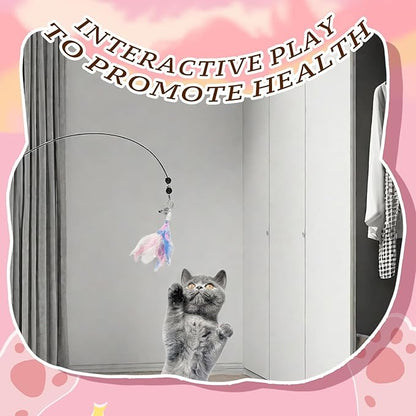BOROLA 3 PCS Cat Feather Teaser Replacement Heads, Cats Wand Replacement Feathers with Bell, Interactive Cat Toy Attachments for Indoor Cats, DIY Cat Accessories(White, Black, Multi-Colored)