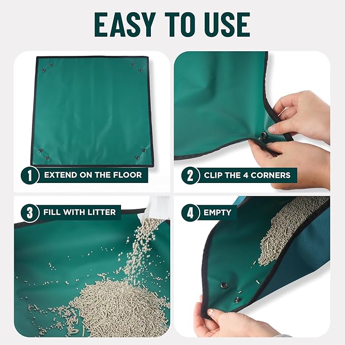 OutdoorBengal Travel Litter Box for Cats (3in1 Kit) – Foldable Litterbox + Litter Bag + Scooper (Portable Litter Box for Cat Traveling) Collapsible Litterbox for Car Travel with Cat, Camping, Plane