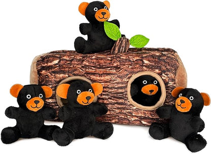 Laifug Hidden Bear Plush Dog Toy, Interactive Barking Dog Toy Playing Hide and Seek, Five in One Bear, Plush Puzzle, Suitable for Dogs of All Stages (Brown, XL)