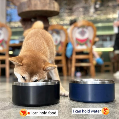 LIHONG Stainless Steel Dog Bowls for Large Dogs,Dog Food Water Bowls with Non Slip Rubber Bottom,Pet Feeding Bowl,Double Wall Insulated,Rustproof(64oz,Blue)