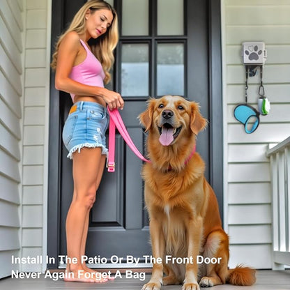 Dog Poop Bag Holder Wall Mount Pet Waste Bags Dispenser With Hooks And 2 Rolls, 2 Pcs Set, 2 Mini Waterproof Doggy Bag Containers For Yard, Backyard Cleanup (2 mini dispensers)