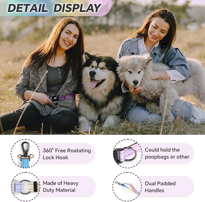 Hands Free Dog Leash, Adjustable Heavy Duty Bungee Waist Leash Belt for Medium Large Dogs Walking Running Hiking with Reflective(Multi-Colored)