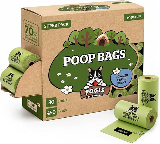 Pogi’s Dog Poop Bags – Leak-Proof & Extra Thick Pet Waste Bags (Fresh Scent, 30 Rolls, 450-Count)