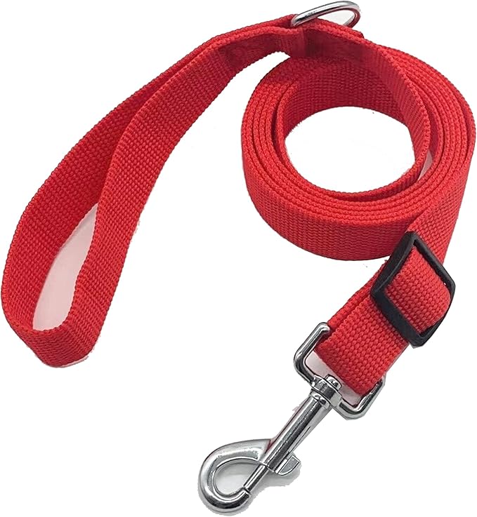 TAIAN Adjustable Nylon Dog Leash, 6FT/10 FT Long Dog Leashes for Small Medium Large Dogs (1 in x 6 ft, Red)