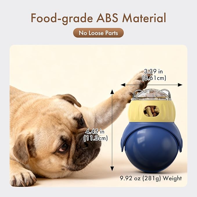 Mira's Pocket Wobble Treat Dispensing Pet Toy, Interactive Slow Feeder Puzzle Toy for Mental Stimulation and Boredom Relief for Cats and Dogs
