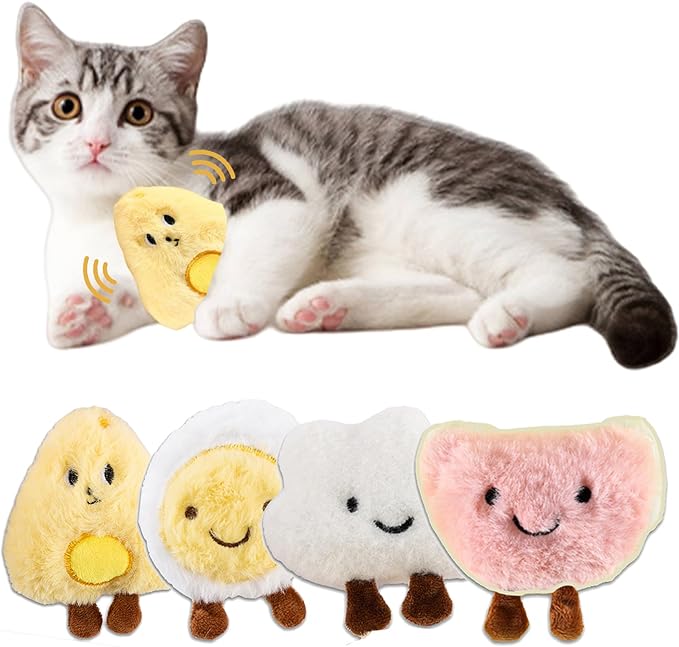 4 Pack Catnip Toys, Soft Stuffed Crinkle Cat Toys for Indoor Cats, Interactive Cute and Durable Kitten Toy, Cat Kicker for Kitten Exercise 4 Inches for All Breeds