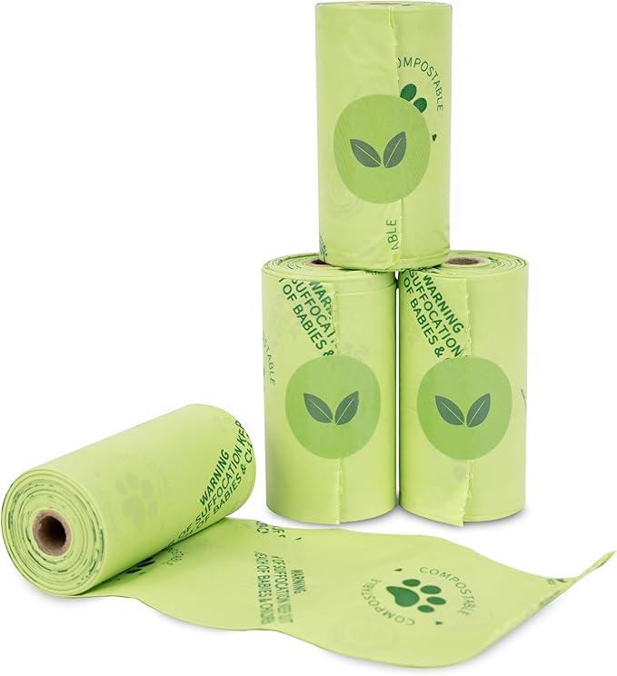 Dog Waste Bags - 100% real compostable dog poop bags, biodegradable poop bags, bolsas para perros popo - Odorless, easy to tear apart, leak proof and unscented, 270 count