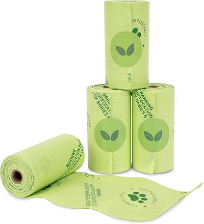 Dog Waste Bags - 100% real compostable dog poop bags, biodegradable poop bags, bolsas para perros popo - Odorless, easy to tear apart, leak proof and unscented, 270 count