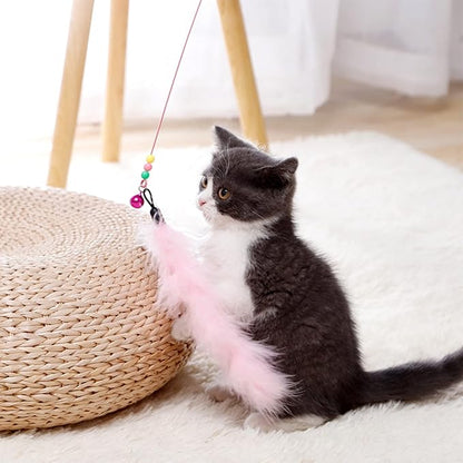 12pcs Cat Feather Toy Replacement for Wand Kitten Toys Interactive Training Bell Inside Playing Gift for Chasing Jumping Exercise Refill Feathers Toy (Pink+Rosepink)