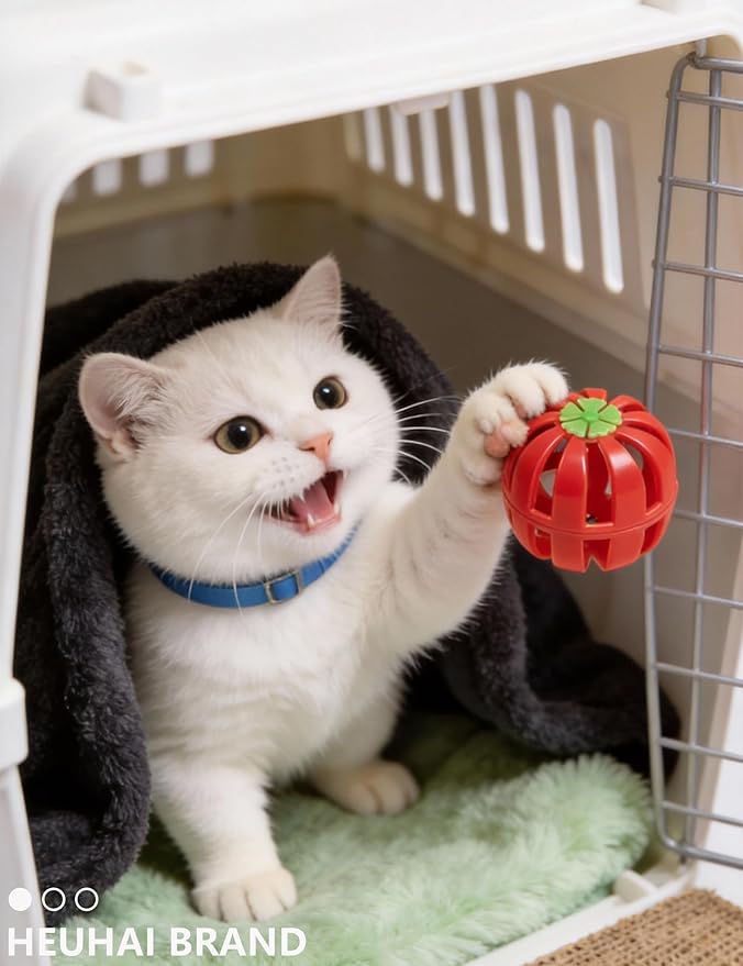 10 Cat Toys Indoor Bored Kitten, Colorful Bell Balls for All Ages Sizes, Interactive Solo Play Non-Toxic Lightweight Cat Balls (1.5'' - 2.2'')