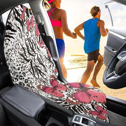 Coldinair Leopard Print Waterproof Towel Car Seat Covers,Beach Sweat Car Seat Protector Front Seats Only Universal Fit for Trucks,Butterfly
