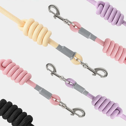 Mile High Life Dog Leash, with Comfortable Padded Handle, Pink Nylon Rope Leash with Steel Tips, Heavy Duty 4 Feet Pet Leashes (Pink,48 Inches)