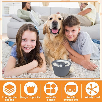 Slow Feeder Bucket, Dog Feeding Bucket, Dog Lick Bowl, Dog Lick Pad with Anti Skid Suction Cup Large Volume Slow Feeder Dog Bowl Portable Slow Feeder Dog Bowl Suitable for Dogs (Blue-Gray)