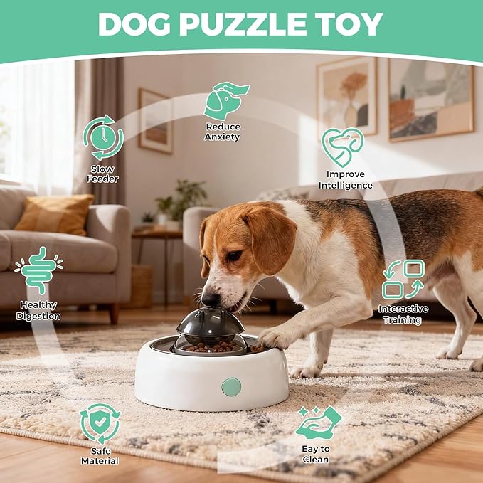 Interactive Dog Puzzle Toys & Treat Dispensing Slow Feeder - Dog Enrichment Toys for IQ Training, Mental Stimulating Toys for Healthy Digestion, Easy to Clean & Anti-Slip Design
